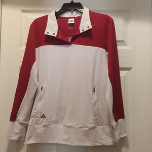 Adidas Sample Red and White Pullover with Zippered Pockets Stretchy Size M
